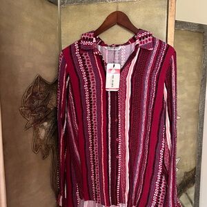 Women's Striped Blouse - Red